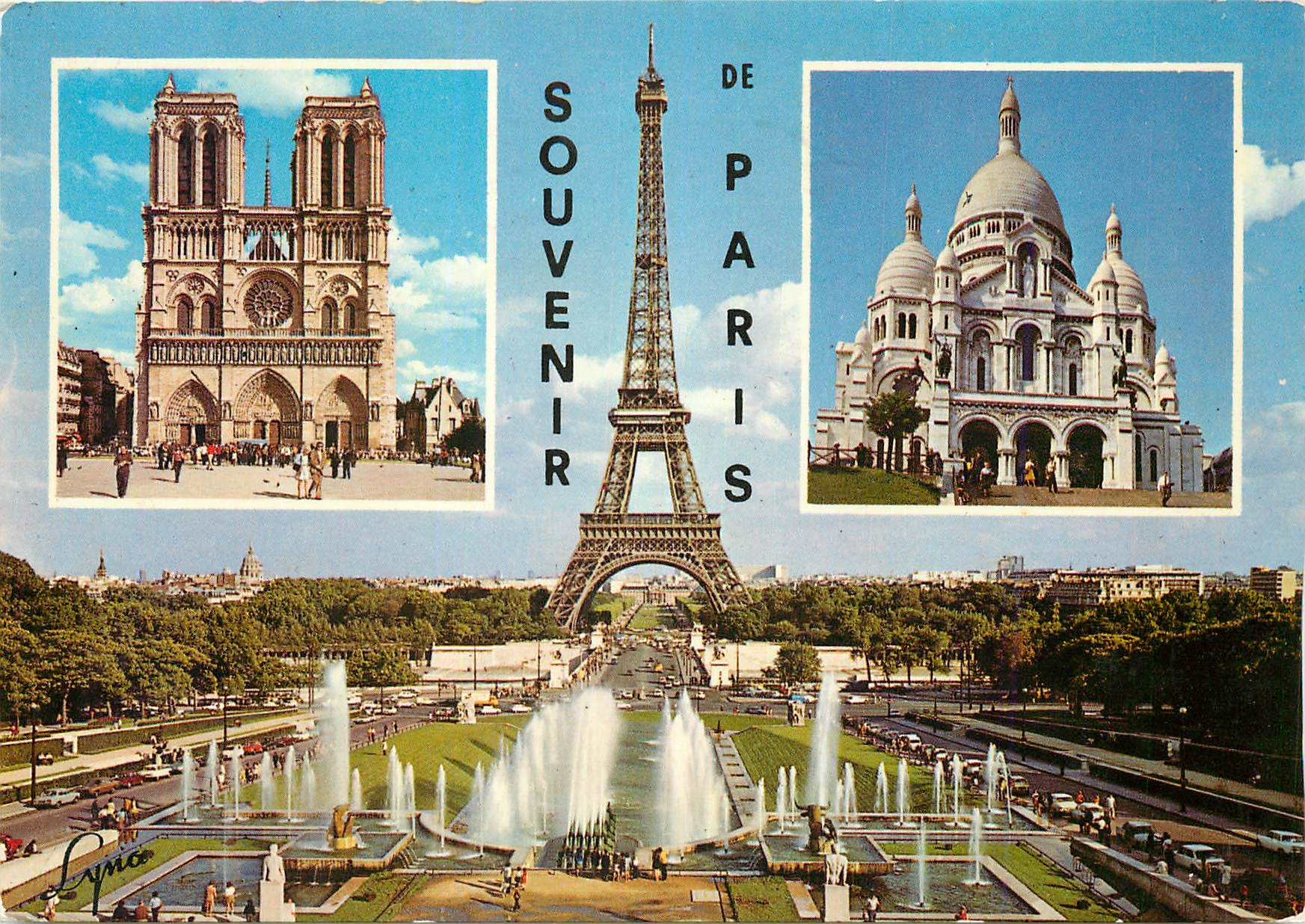 CPM Paris La Tour Eiffel et les Jets d'eau du Trocadero