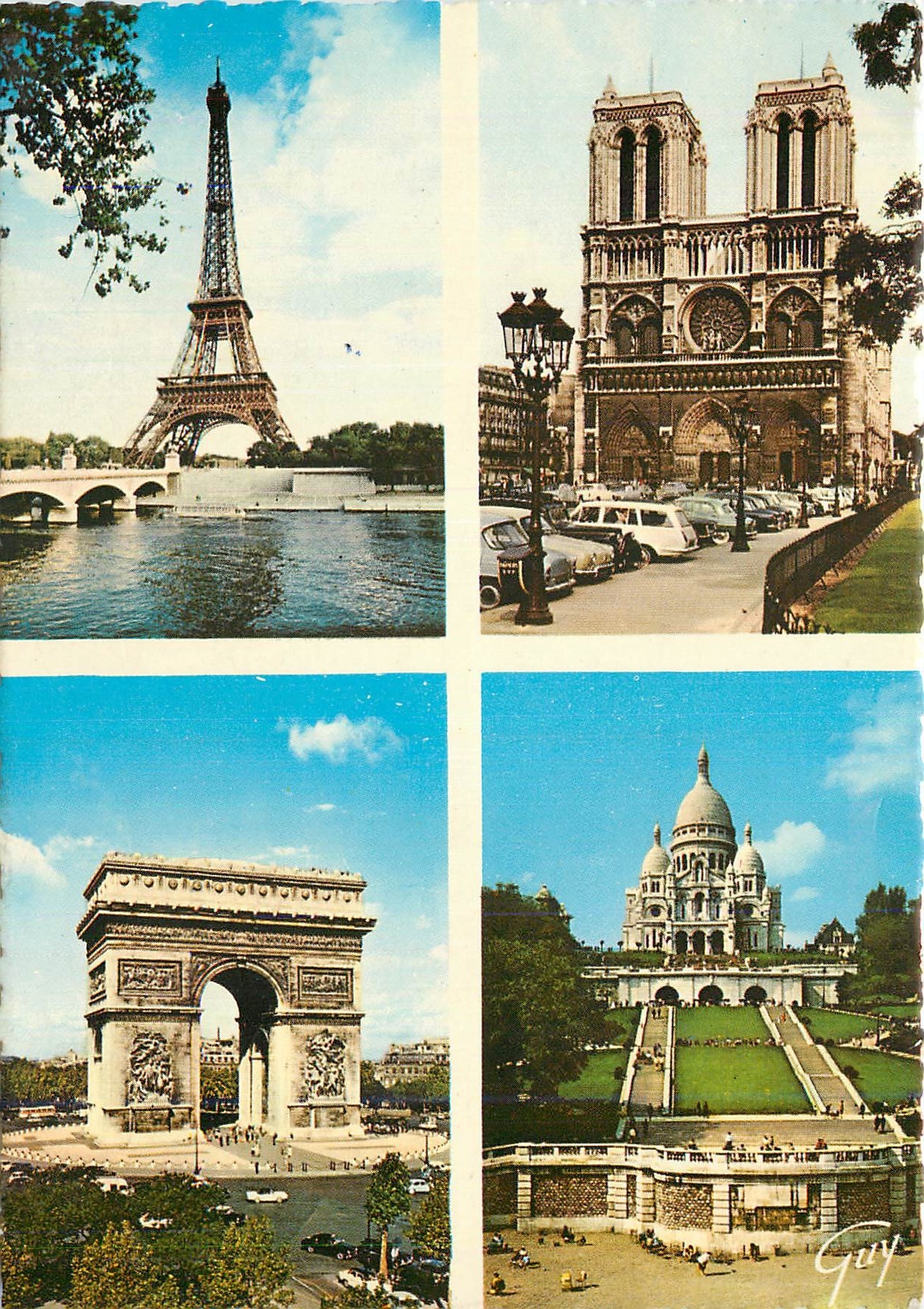 CPM Paris la tour eiffel (1887 1889) facade de la cathedrale N D (1163 1260)