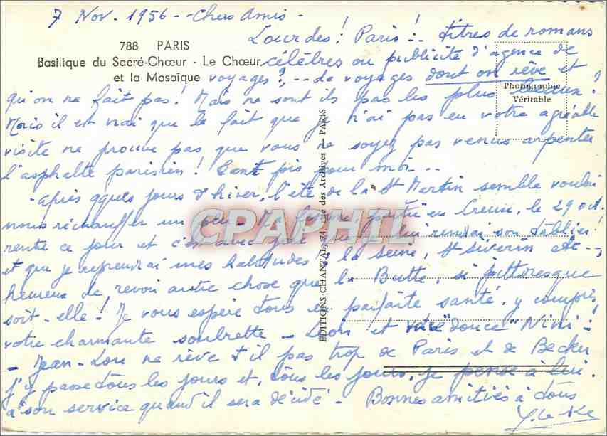 CPM Paris Basilique du Sacre coeur le choeur et la Mosaique — Rückseite