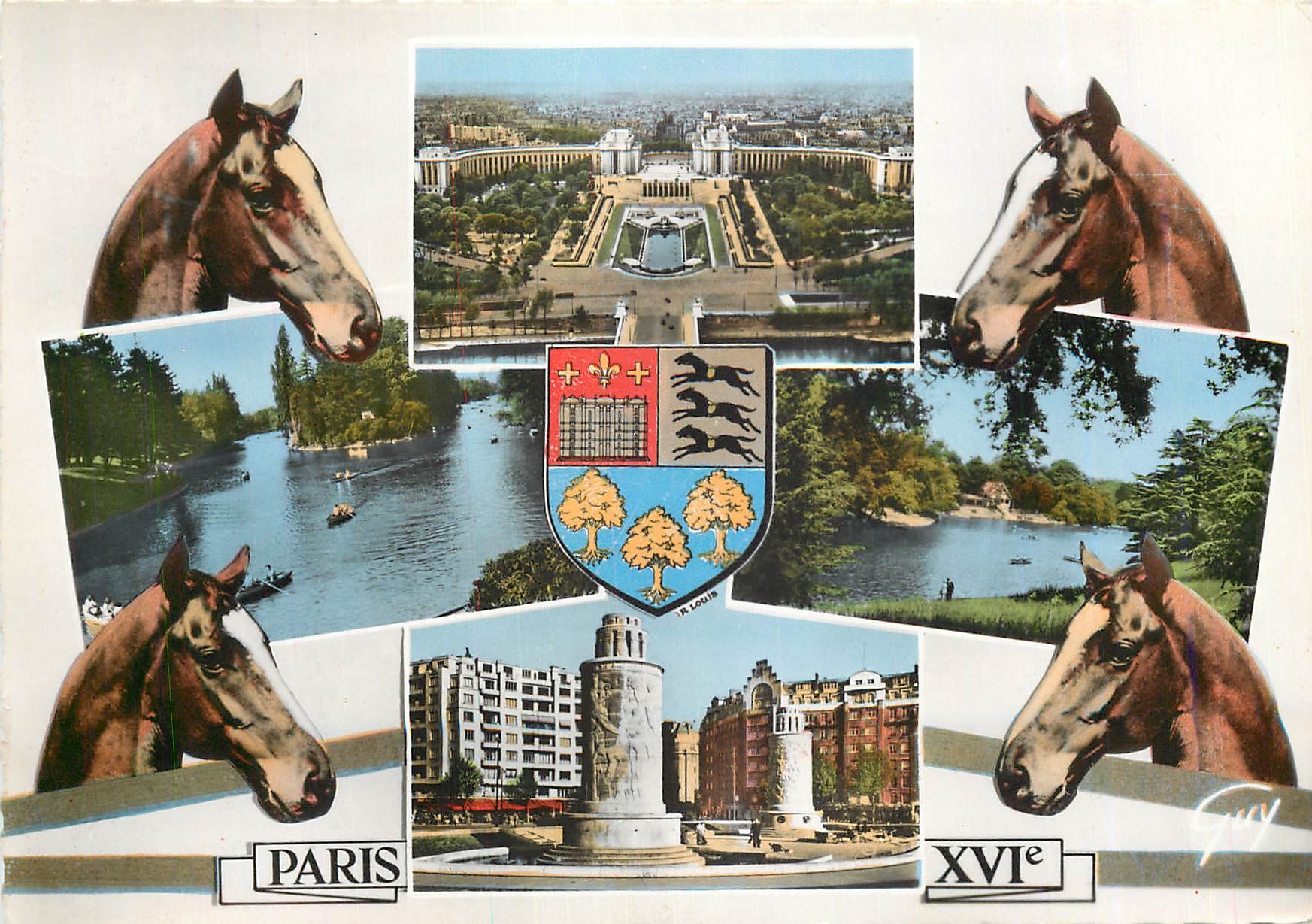 CPM Paris XVIe les jardins du Trocadero et le palais de chaillot Chevaux Hipisme