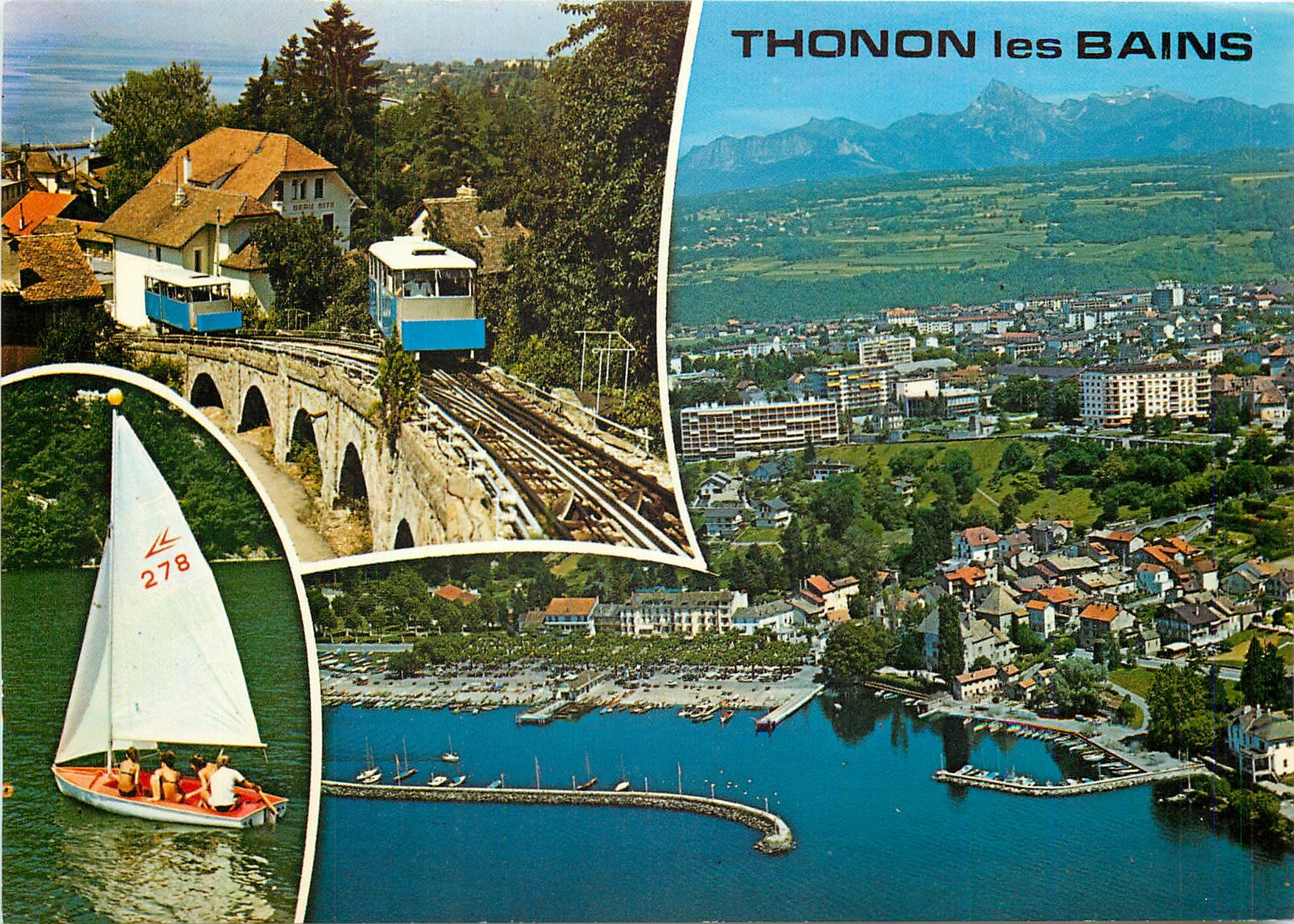 Thonon-les-Bains — vue panoramique avec téléphérique et lac — Éditions Bellard n°278