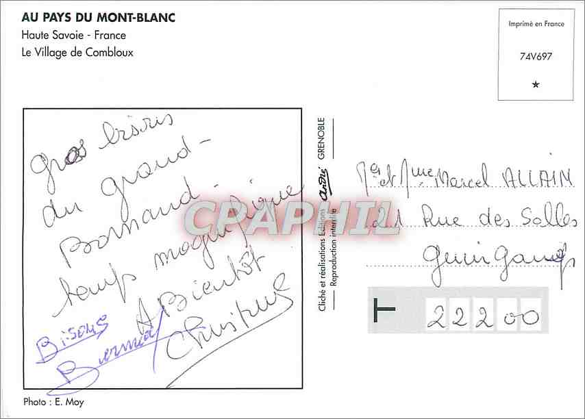 CPM AU Pays du Mont blanc haute Sav le village de combloux — Verso