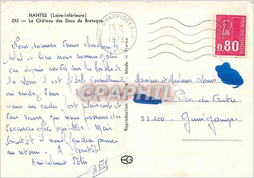 CPM Nantes (Loire Atlantique) Le chateau des ducs de Bretagne — Verso