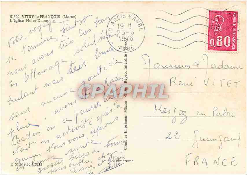 CPM Vitry le Francois (Marne) L'eglise N D — Back