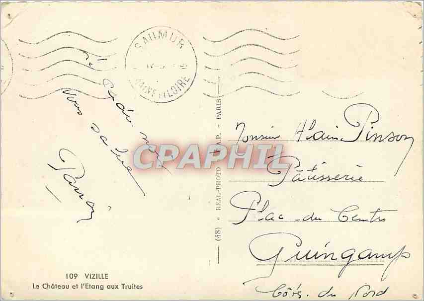 CPM Vizille Le chateau et l'Etang aux truites — Rückseite
