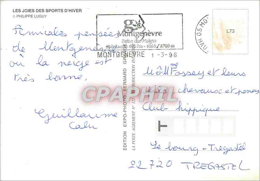 CPM Les Joies des sports d'Hiver — Rückseite