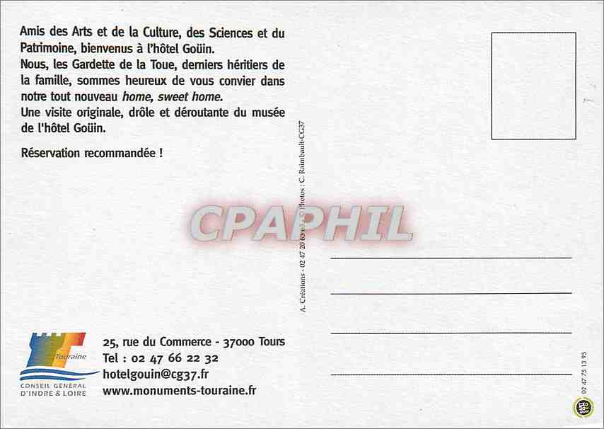 CPM Droles de dimanches Hotel Gouin Tours — Verso