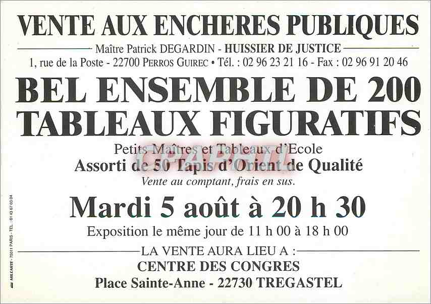 CPM Vente aux encheres publiques Tregastel Michel Margueray La plage — Verso