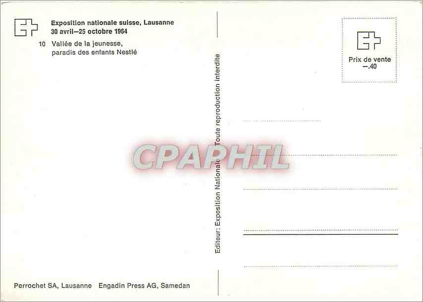 CPM Exposition nationale suisse Lausanne 30 aveil 25 oct 1964 Vallee de la jeunesse paradis des enfa — Back
