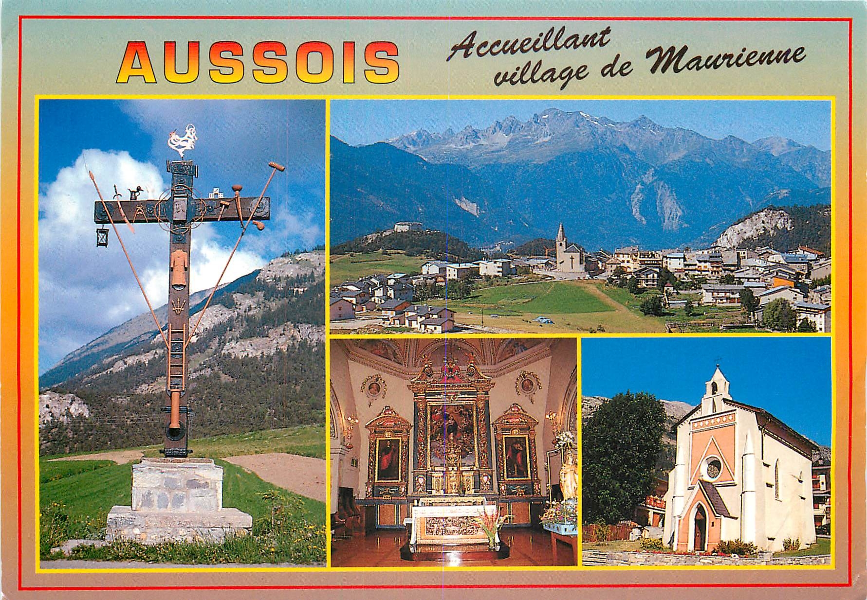 CPM En Maurienne Aussois Savoie (alt 1489 m) vue generale Eglise style baroque