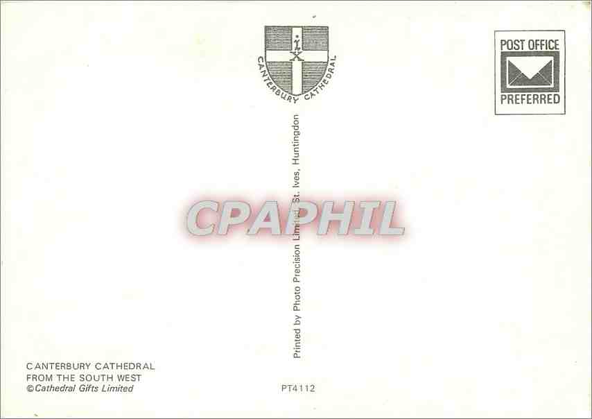 Canterbury Cathedral — Panoramablick — Cathedral Gifts Limited, PT4112 — Rückseite