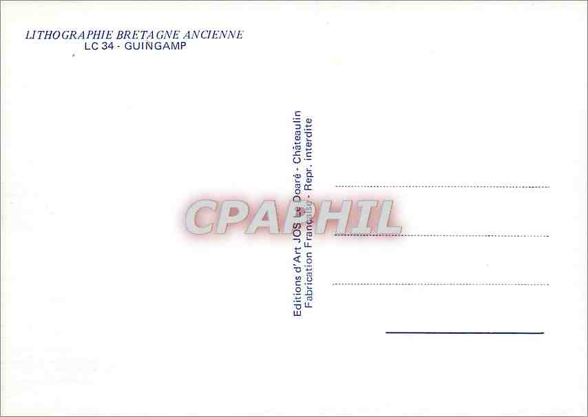 CPM Lithographie Bretagne Ancienne Guigamp — Rückseite