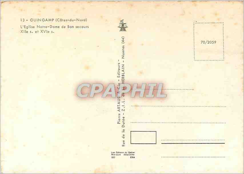 CPM Guigamp (C du N) L'Eglise N D de Bon secours XIIe s et XVIe s — Rückseite