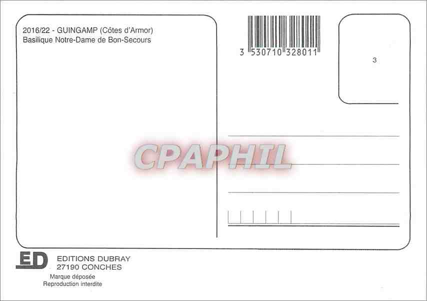CPM Guigamp (C du N) Basilique N D de Bon de Secours — Rückseite