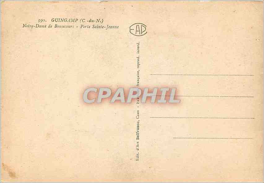 CPM Guigamp (C du N) N D de Bonsecours Porte Sainte Jeanne — Rückseite