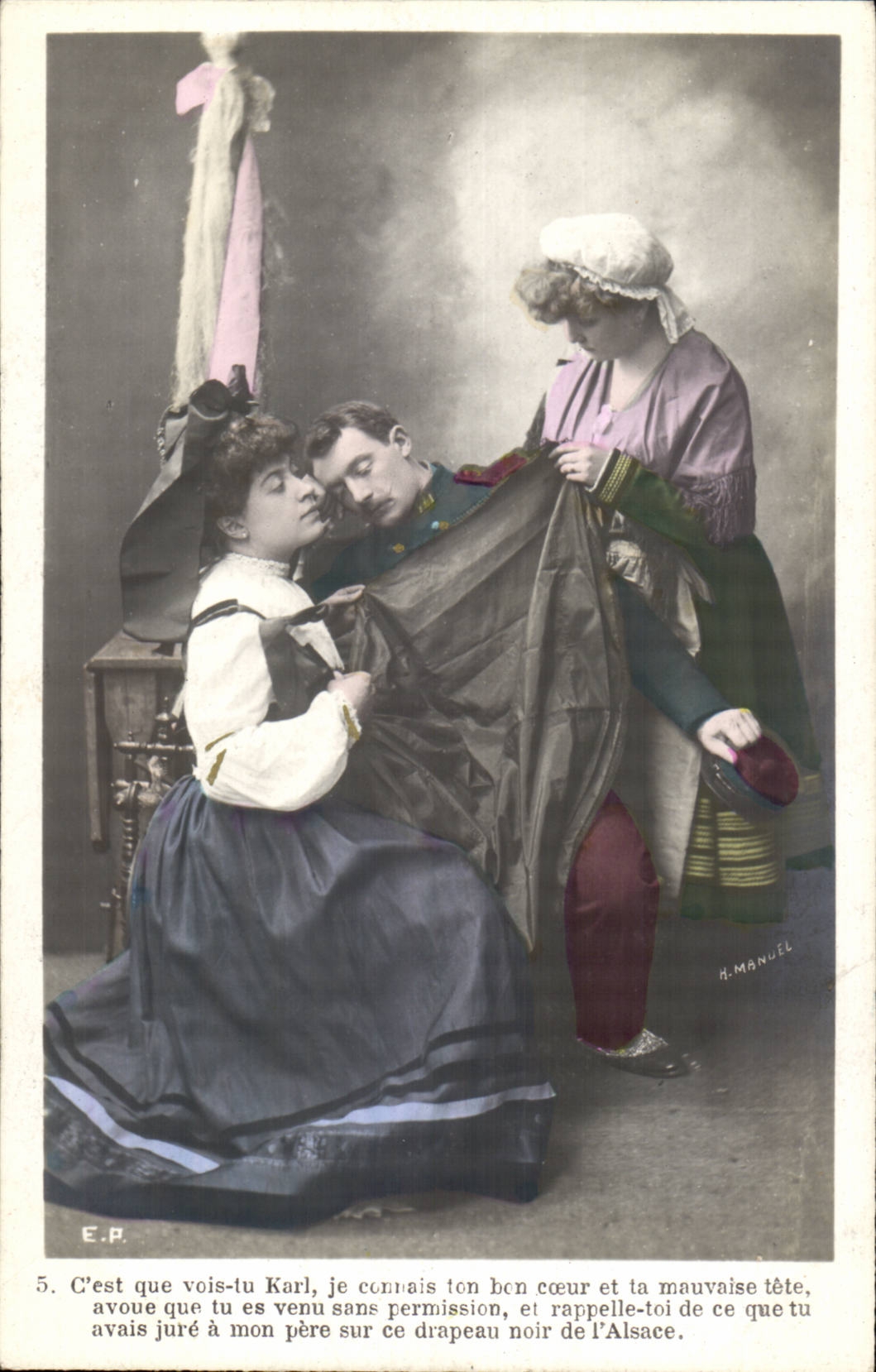 Scène d'Alsace — Soldat et deux femmes — H. MANUEL