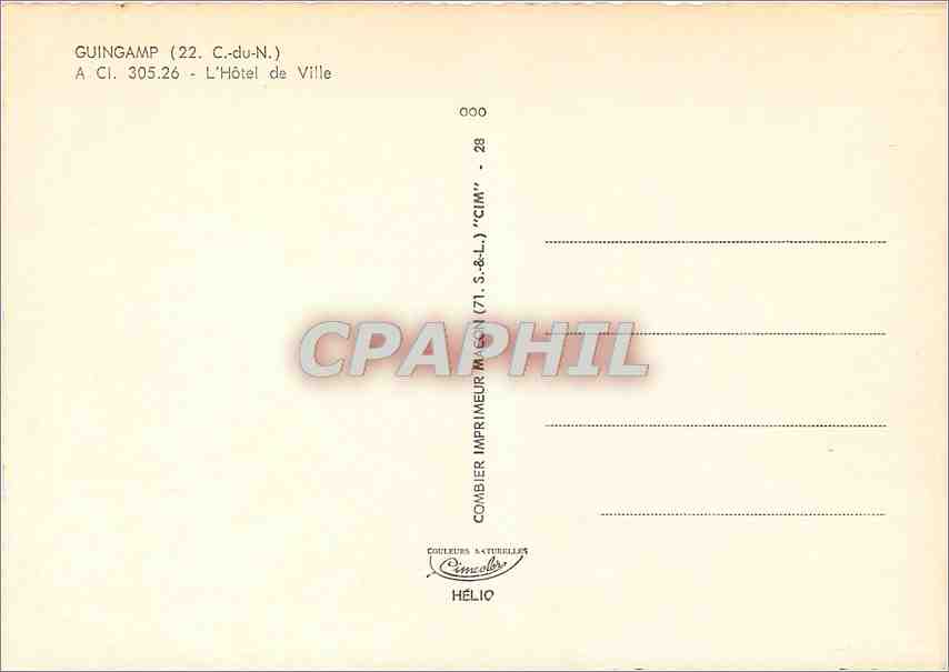 CPM Guingamp (C du N) L'Hotel de Ville — Rückseite