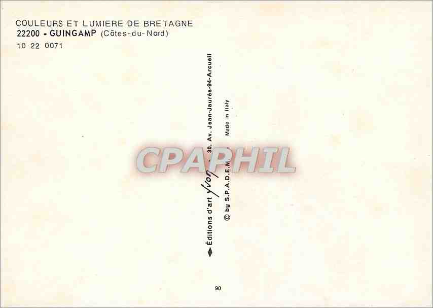 Guingamp — Ville touristique — Éditions d'art Jean-Jaurès-94-Arcuill — Rückseite