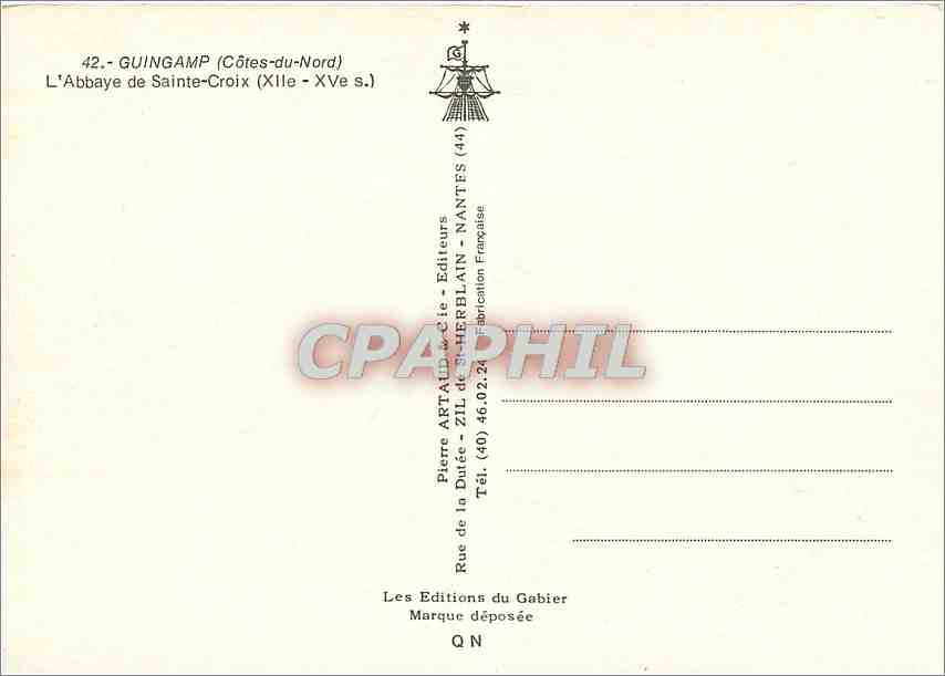 CPM Guingamp (C du N) L'Abbaye de Sainte Croix (XIIe XVe) — Rückseite