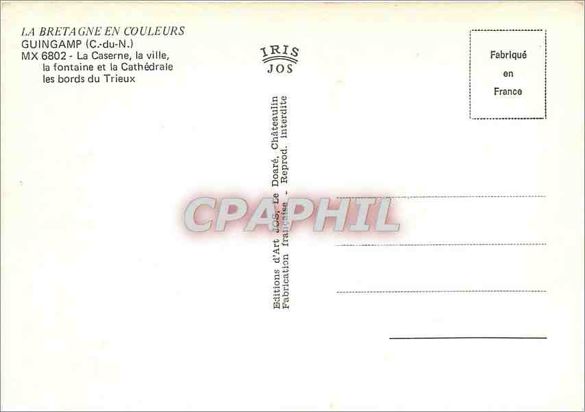 CPM Guingamp (C du N) la caserne la ville la fontaine et la cathedrale les bords du Trieux — Rückseite