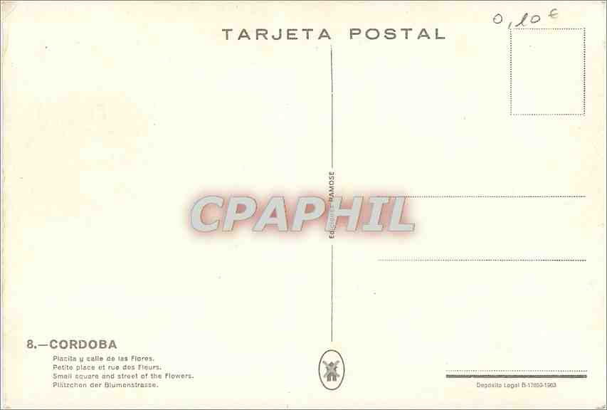 CPM Cordoba Petite Place et rue des fleurs — Rückseite