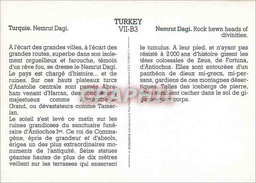 CPM Turquie Nemrut Dagri — Verso