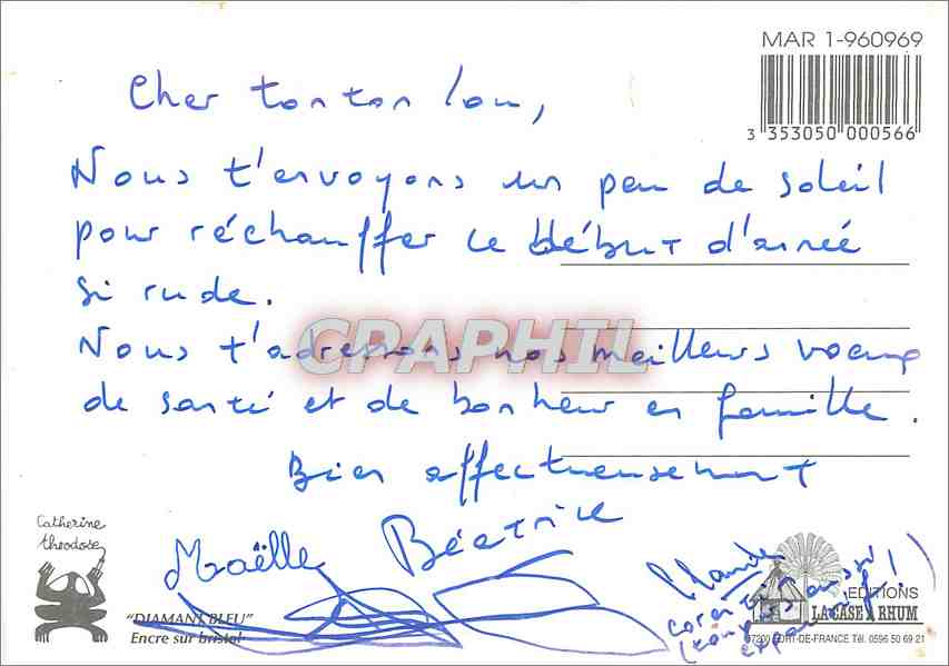 CPM Catherine theodore Meilleurs Voeux — Verso