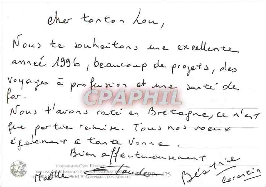 CPM Meilleurs Voeux de Bonne Annee — Rückseite