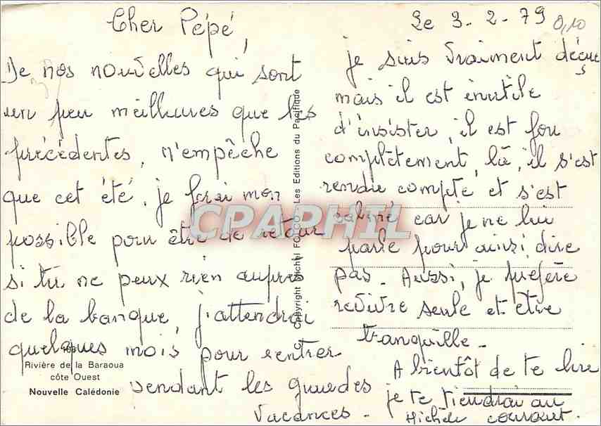 CPM Riviere de la Baraoua Cote Ouest Nouvelle Caledonie — Rückseite