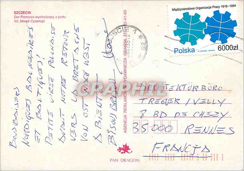 Szczecin — Port avec un voilier — Pan Dragon — Reverso