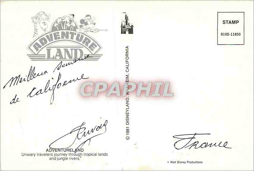 CPM Adventureland Unway travelers journey though tropical lands and jungle rivers — Rückseite