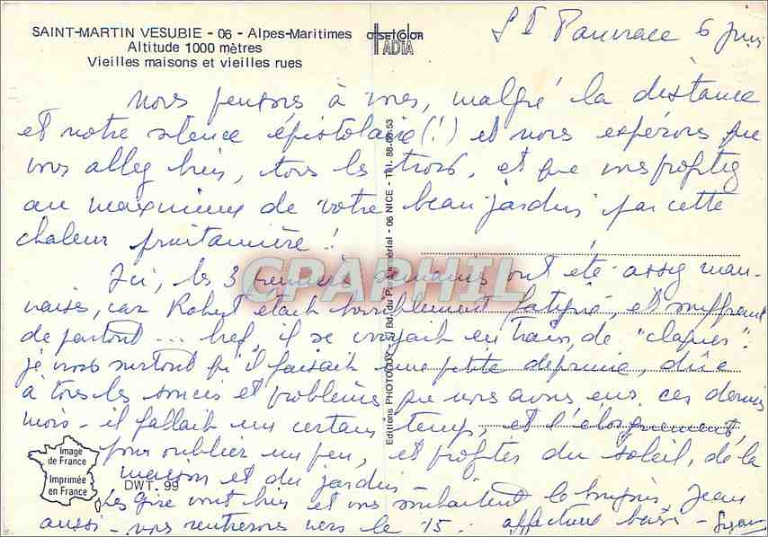 CPM Saint Martin Vesubie Alpes Maritimes Alt 1000 m vieilles maison et vieilles rues — Rückseite
