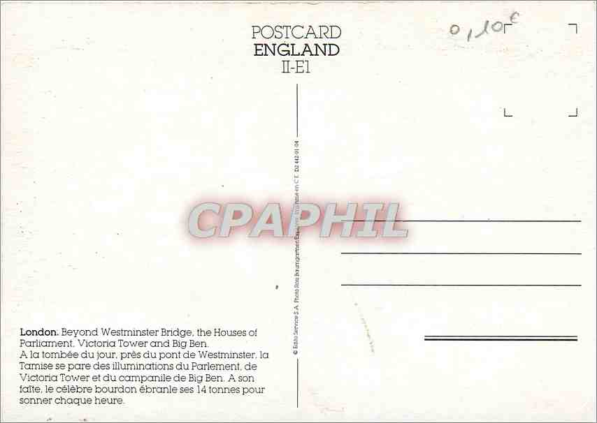 CPM London Beyond Westminster Bridge — Rückseite