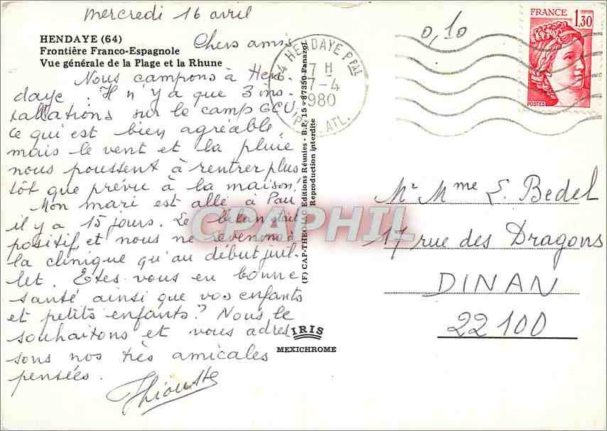 Allgemeiner Blick auf den Strand und die Rhune — Hendaye — Verlag IRIS — Rückseite