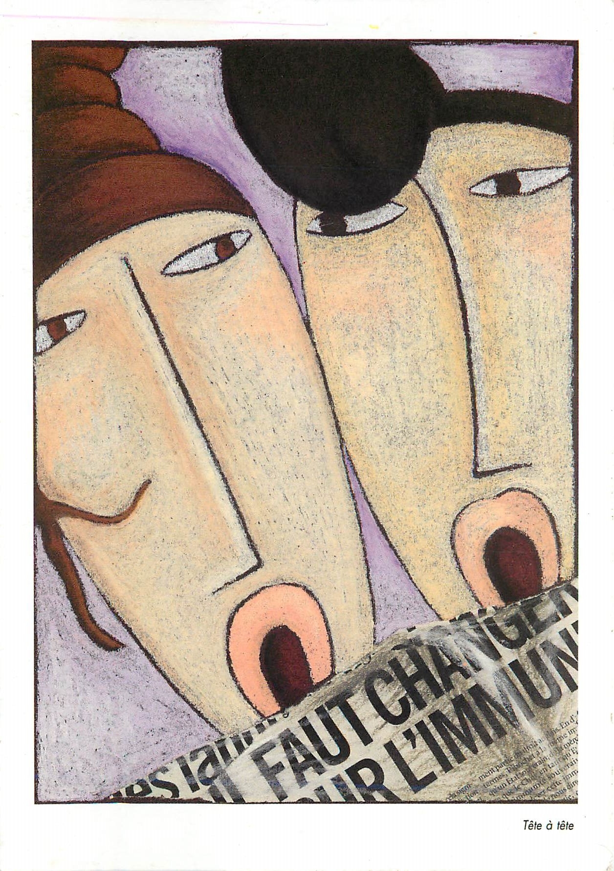 Tête à tête — illustration stylisée de deux visages — Agnès R. / PONCTUATION