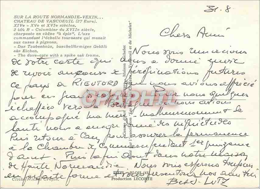 CPM Sur la route Normandie Vexin Chateau de Vascoeuil (Eure) XIVe XVe s — Rückseite