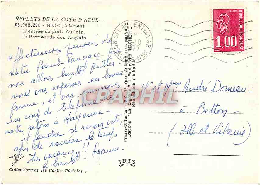 CPM Reflets de la Cote d'Azur Nice (A Mmes) L'entree du port au loin la Promenade des Anglais — Rückseite