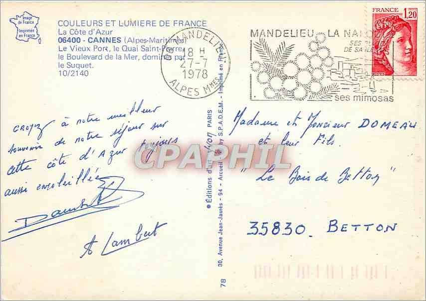 CPM Cannes (A M) le vieux Port le Quai Saint Pierre — Verso