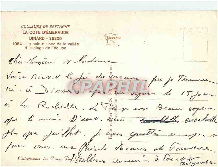 CPM La Cote d'Emeraude Dinard la cale du bec de la vallee et la plage de l'ecluse — Rückseite