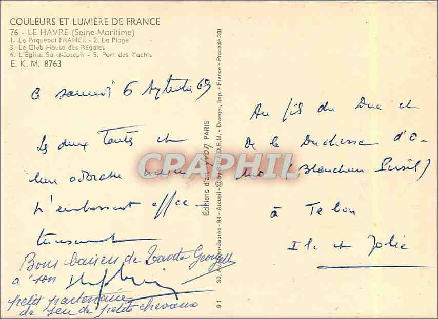 CPM Le Havre (Seine Mme) Le Roquebot France la Plage Bateau — Verso