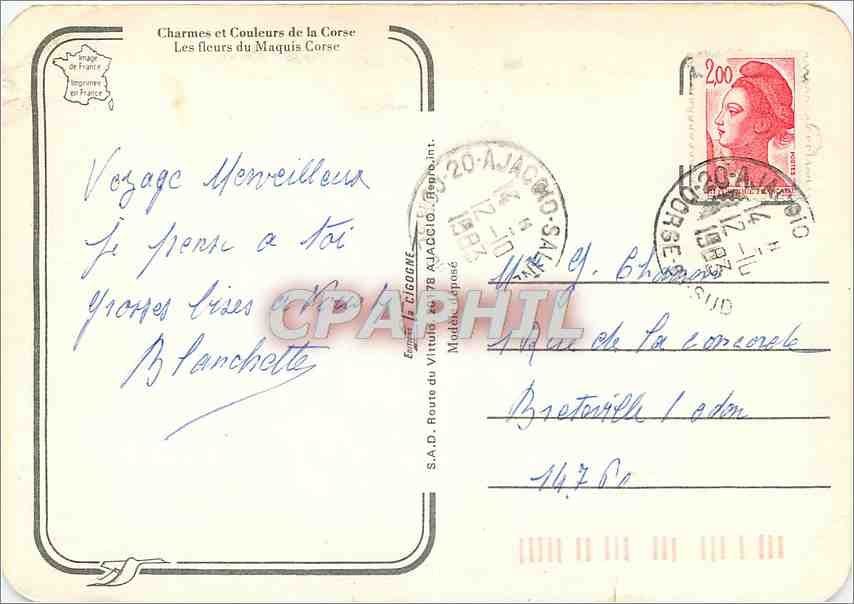 CPM Charmes et Couleurs de la Corse les fleurs du Marquis Corse — Verso