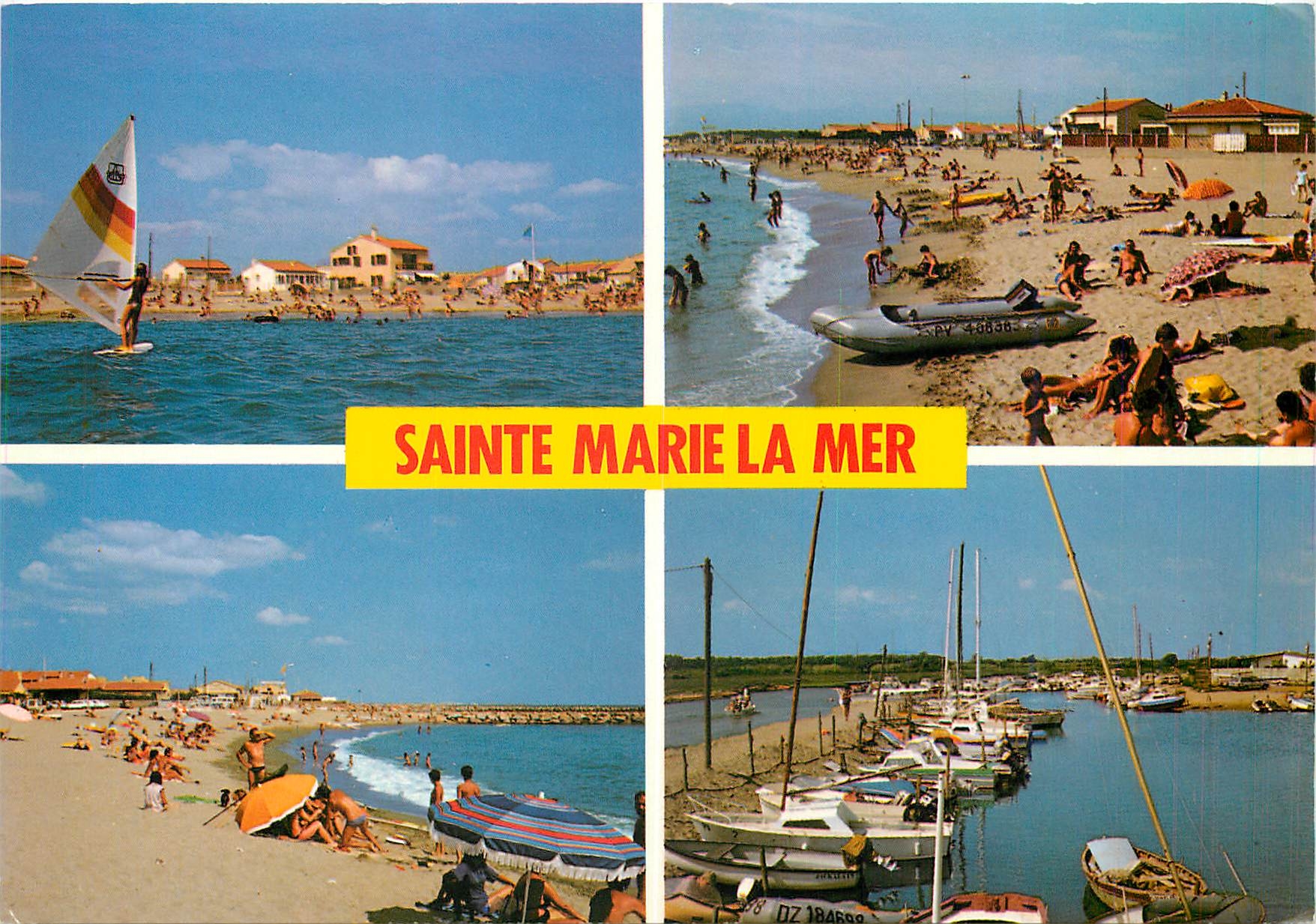 Sainte-Marie-la-Mer — vista de la playa y del puerto — Souvenir Coulemes Naturelles