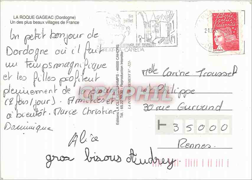 CPM La Roque Gageac (Dordogne) Un des plus beaux villages de France — Back