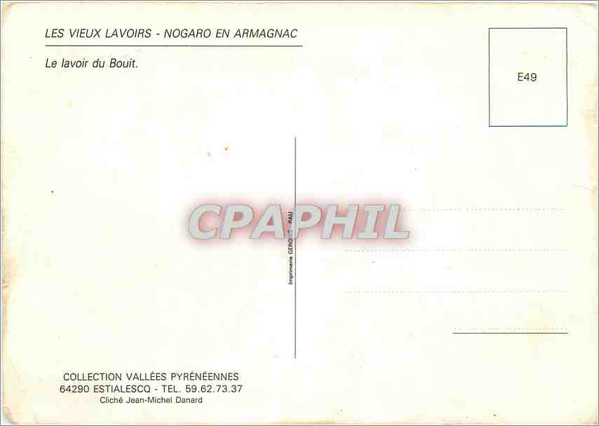 CPM Les Vieux lavoirs Nogaro en Armagnac le lavoir du Bouit — Verso