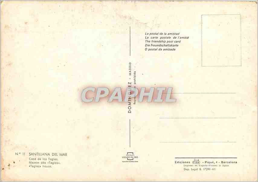 CPM Santillana de Mar Casa du Les Tagier — Back