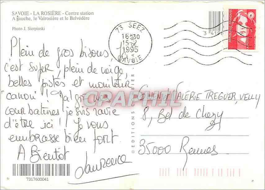 CPM Savoie La Rosiere Centre Station a gauche la Calrosiere et le Belvedere — Rückseite