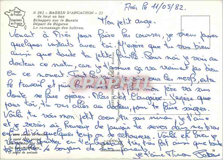 CPM Bassin d'Arcachon de haut en bas Echappee sur le Bassin — Rückseite