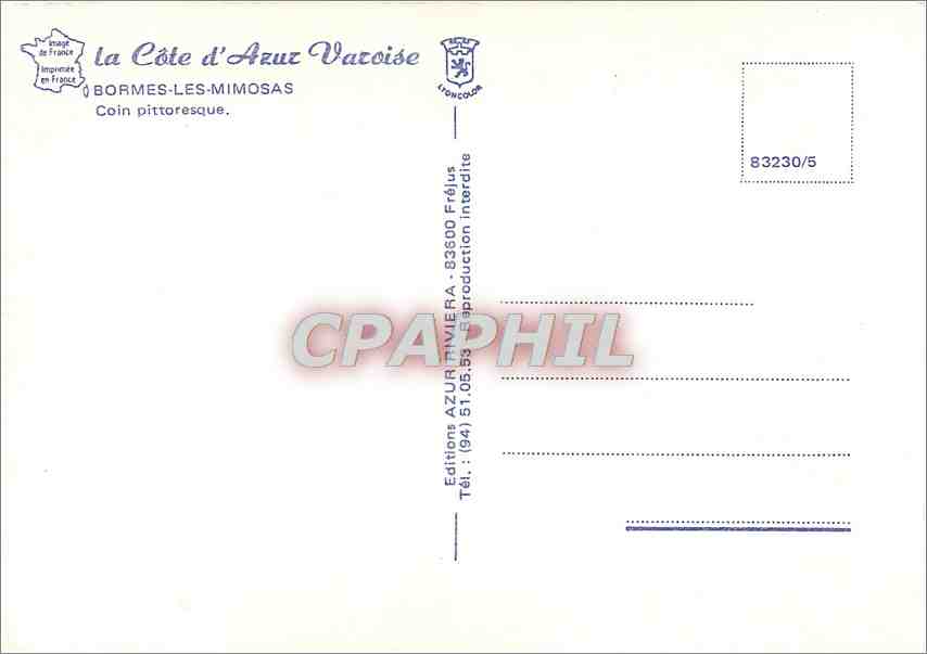 CPM La Cote d'Azur Varoise Bormes les Mimosas Coin pittoresque — Rückseite