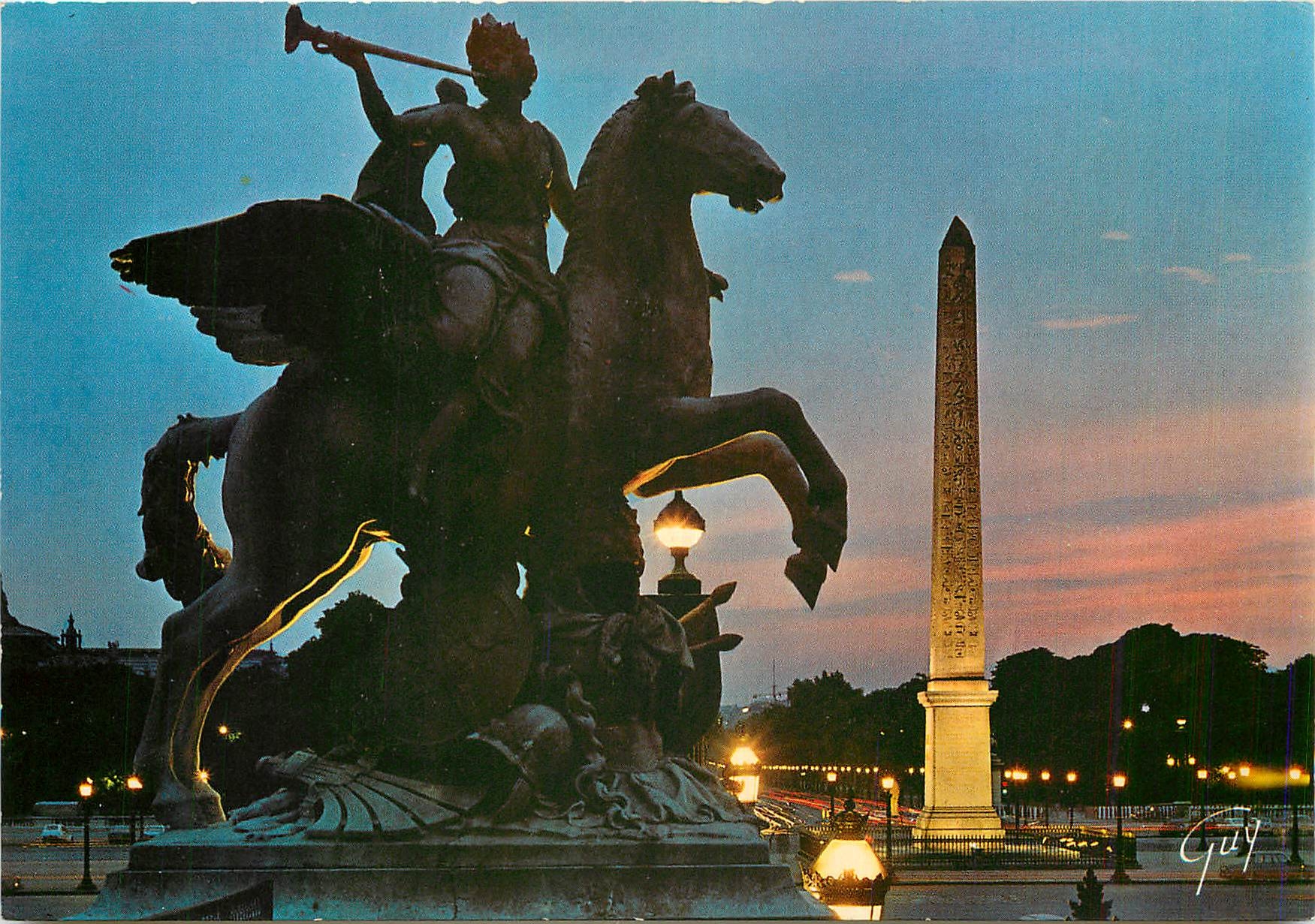 CPM Paris et ses Merveilles La Place de la Concorde illuminee