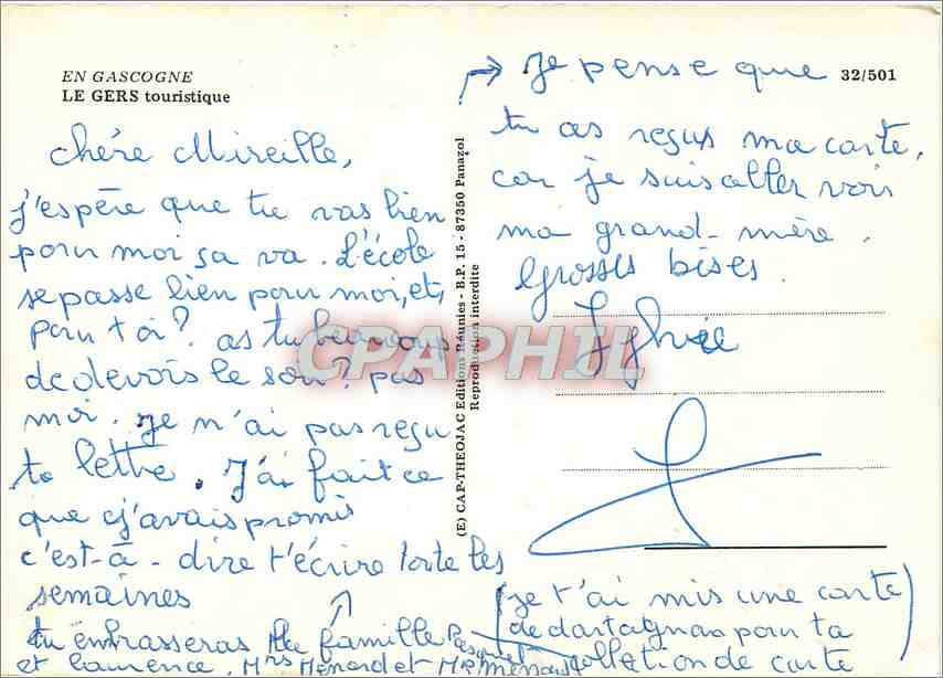 Gers — Carte touristique — Éditions Panazol, n° 32/501 — Rückseite